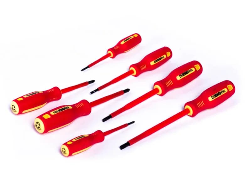 סט 7 מברגים מבודדים (פיליפס + שטוח) 1000V VDE מקצועי - רכב היברידי