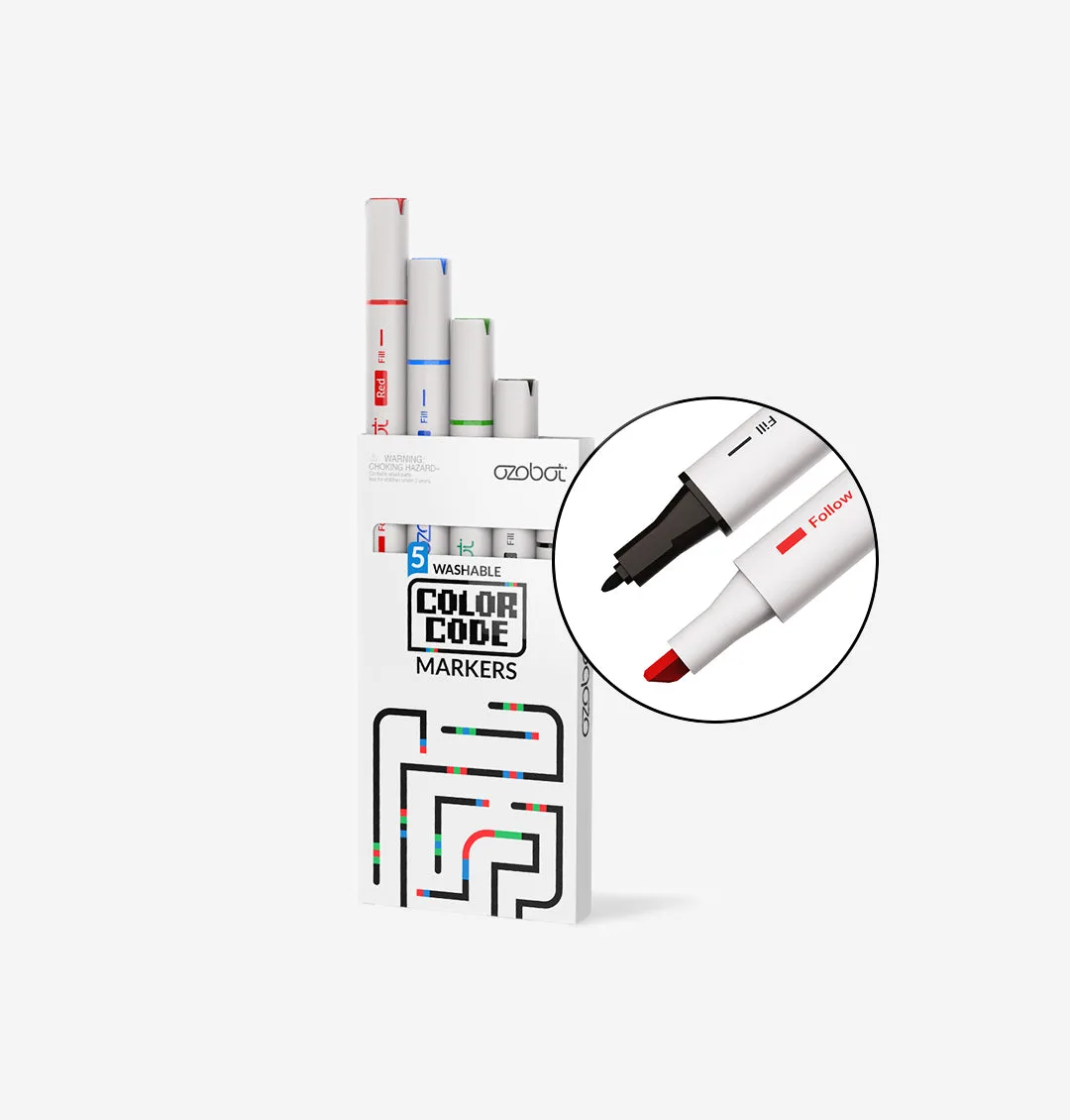 5 טושי קודי צבע של Ozobot – דו-צדדיים, רחיצים