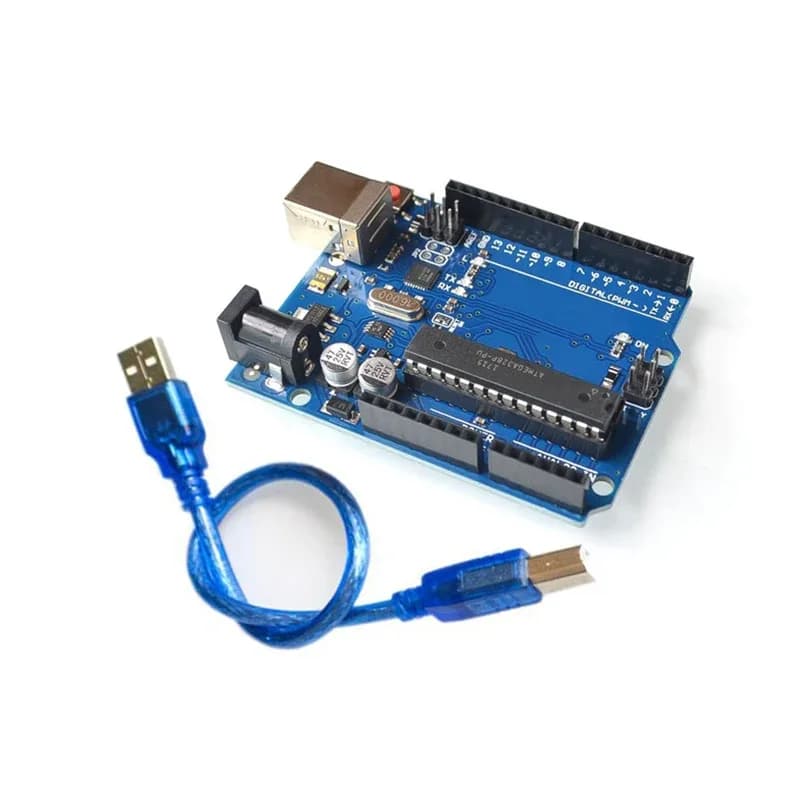 לוח פיתוח תואם Arduino UNO R3 (ATmega328P + ATmega16U2) עם כבל USB