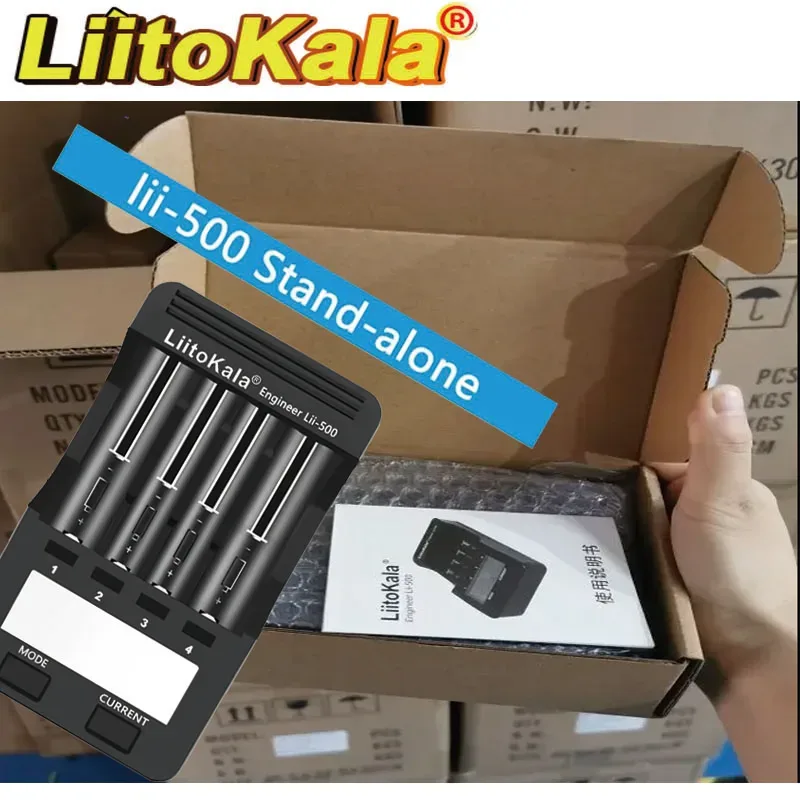 מטען חכם LiitoKala Lii-500 ל-4 סוללות 18650 (וגם AA/AAA) עם מסך LCD